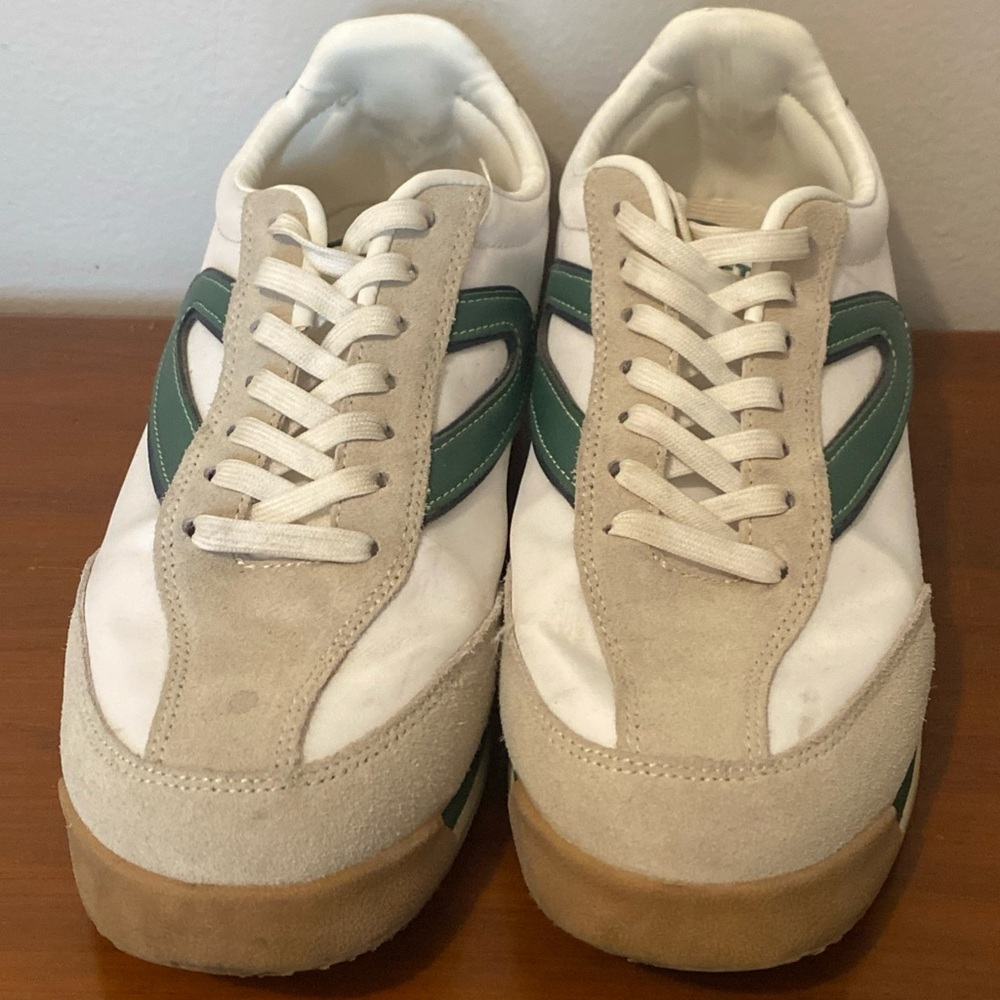 Tretorn White and Green Kristine Athletic Sneakers